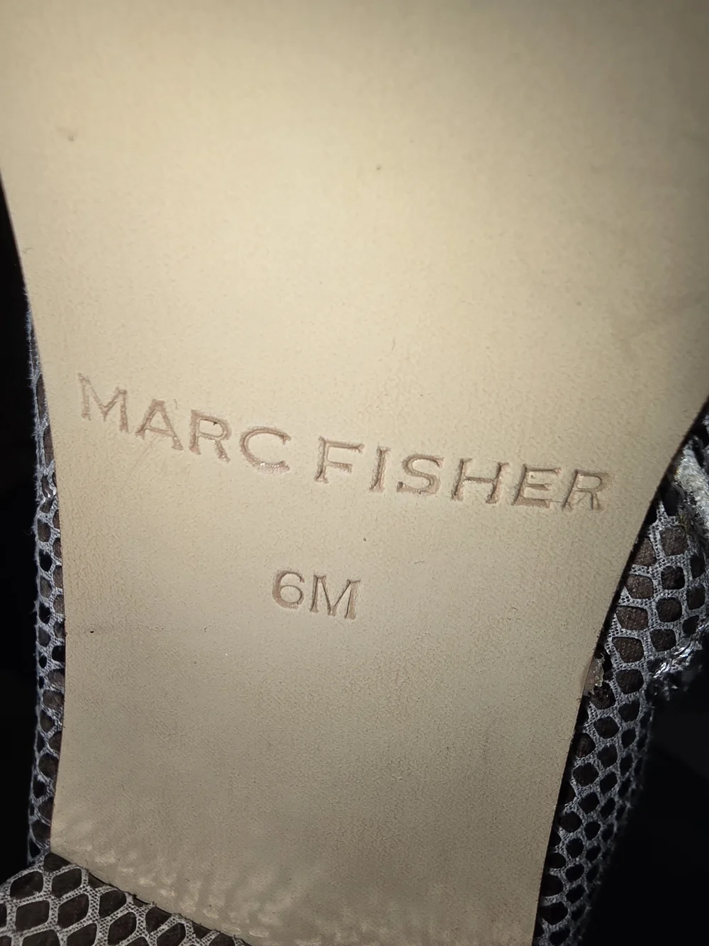 Marc Fisher Taupe Snake-Embossed Pointed Toe Ankle Booties